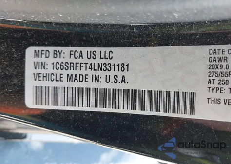 2020 Ram 1500 Big Horn 4X4 5'7 Box z USA, uszkodzony, nr VIN 1C6SRFFT4LN331181